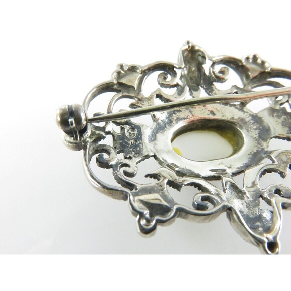 Lovely Sterling Marcasite Mother of Pearl Burst Brooch by Silver Unlimited - Picture 6 of 8